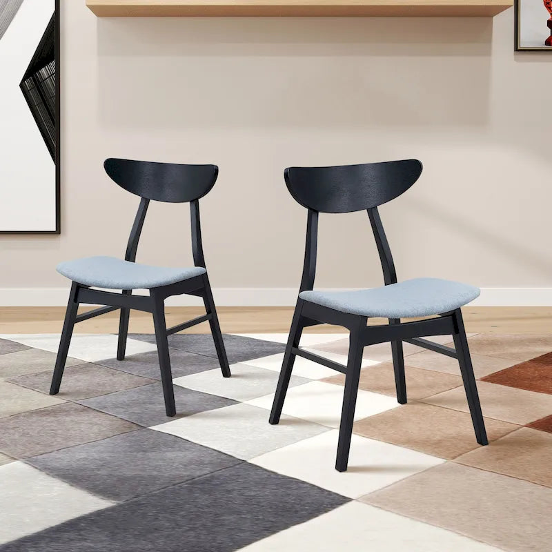 Set di 2 sedie da pranzo in nero / noce / rovere, struttura in legno, seduta imbottita