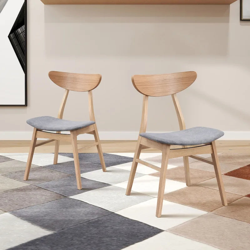 Set di 2 sedie da pranzo in nero / noce / rovere, struttura in legno, seduta imbottita