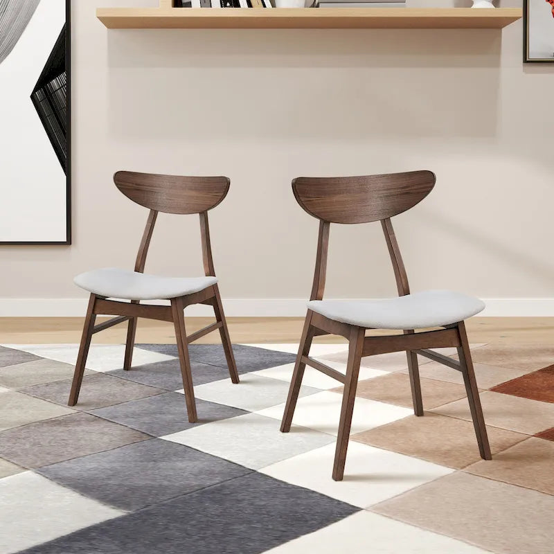 Set di 2 sedie da pranzo in nero / noce / rovere, struttura in legno, seduta imbottita