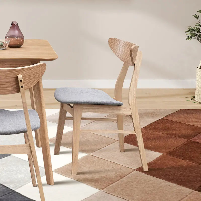 Set di 2 sedie da pranzo in nero / noce / rovere, struttura in legno, seduta imbottita