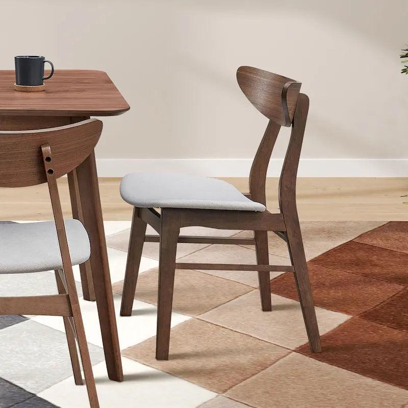 Set di 2 sedie da pranzo in nero / noce / rovere, struttura in legno, seduta imbottita
