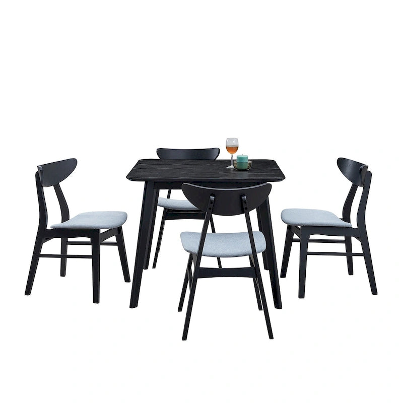 Set di 2 sedie da pranzo in nero / noce / rovere, struttura in legno, seduta imbottita