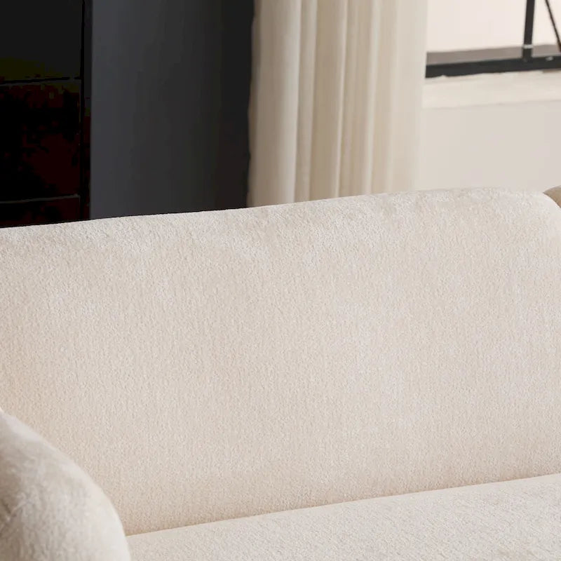 Divano a 3 posti in tessuto, design a onda bianco/beige