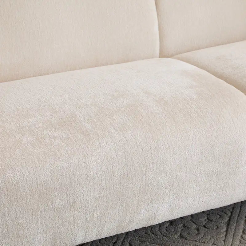 Divano a 3 posti in tessuto, design a onda bianco/beige
