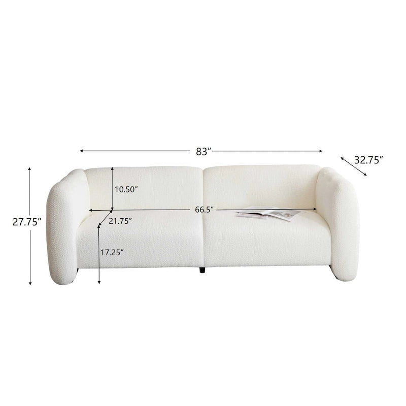Divano a 3 posti in tessuto, design a onda bianco/beige