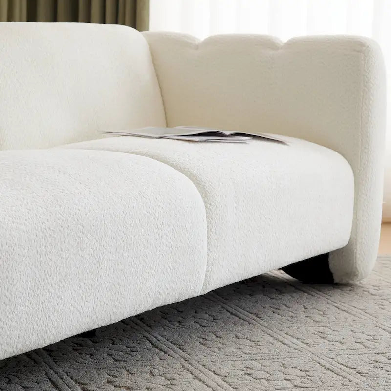 Divano a 3 posti in tessuto, design a onda bianco/beige