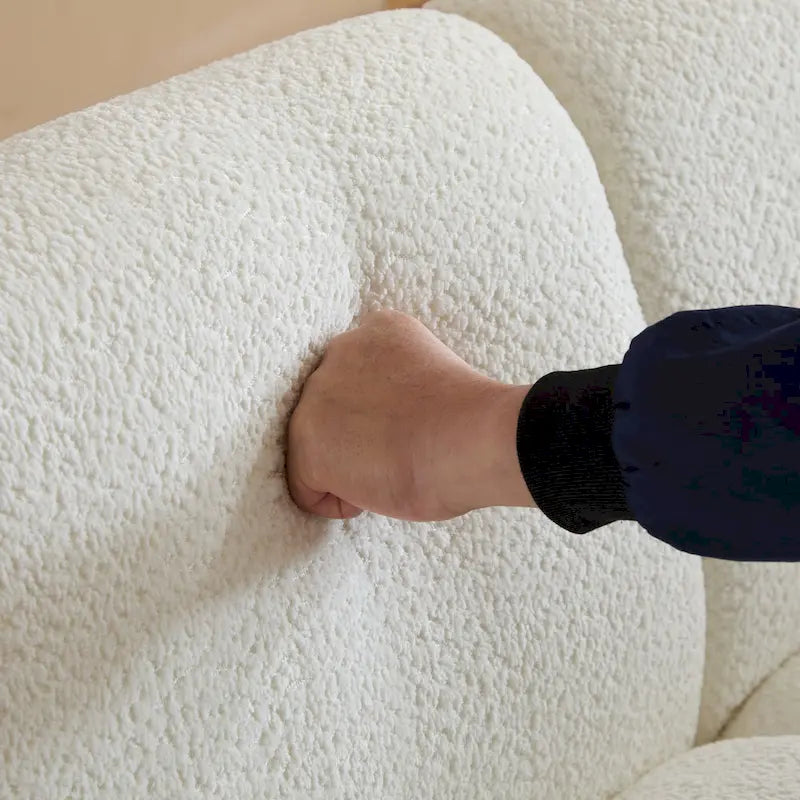 Divano a 3 posti in tessuto, design a onda bianco/beige