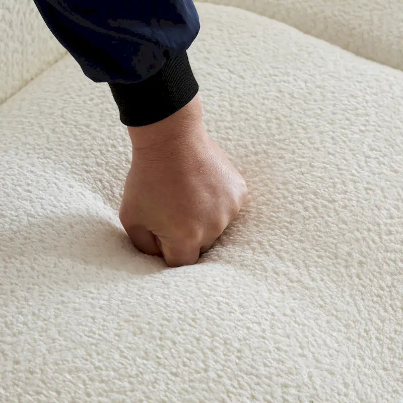 Divano a 3 posti in tessuto, design a onda bianco/beige