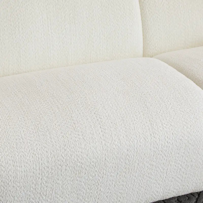 Divano a 3 posti in tessuto, design a onda bianco/beige