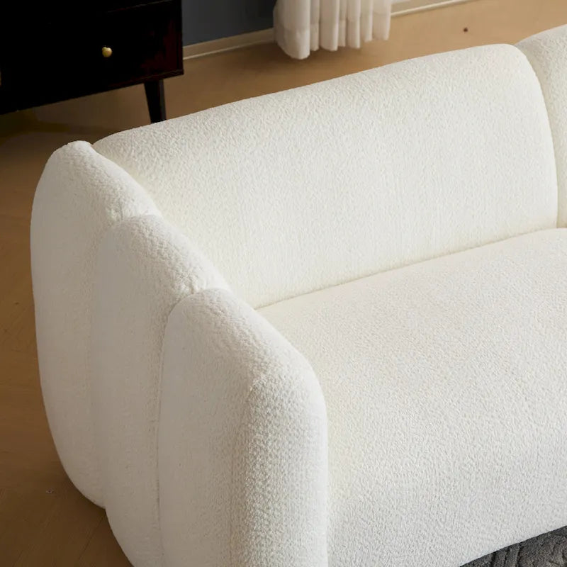 Divano a 3 posti in tessuto, design a onda bianco/beige