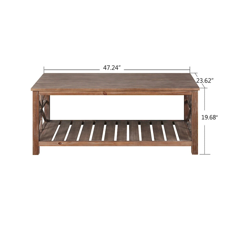 Tavolino da caffè rustico con struttura a X Antique Black / Antique Brown