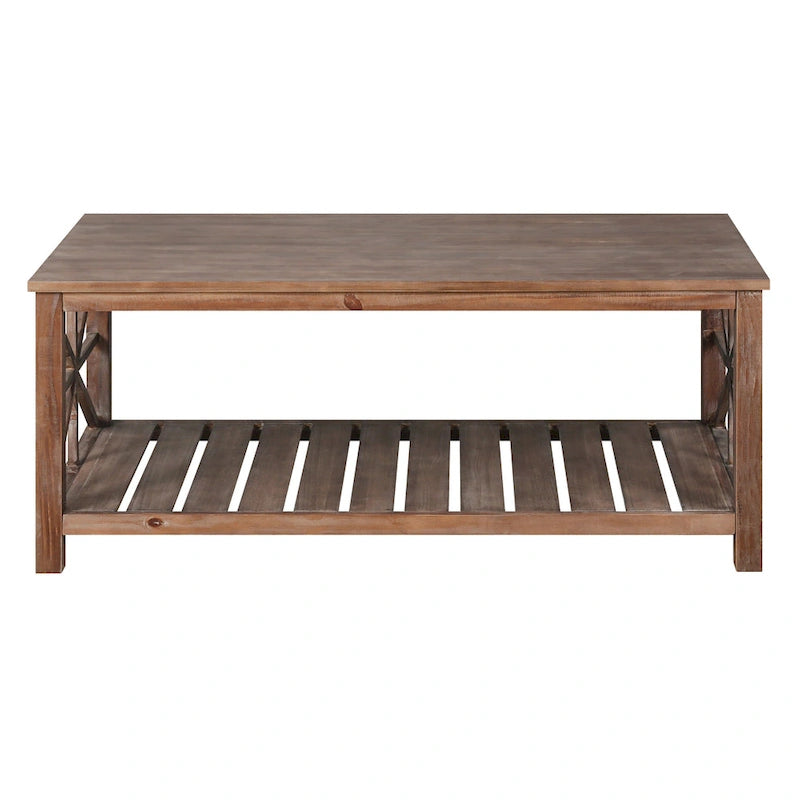 Tavolino da caffè rustico con struttura a X Antique Black / Antique Brown
