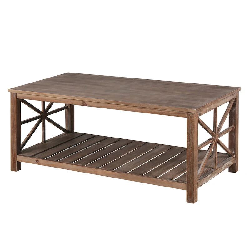 Tavolino da caffè rustico con struttura a X Antique Black / Antique Brown