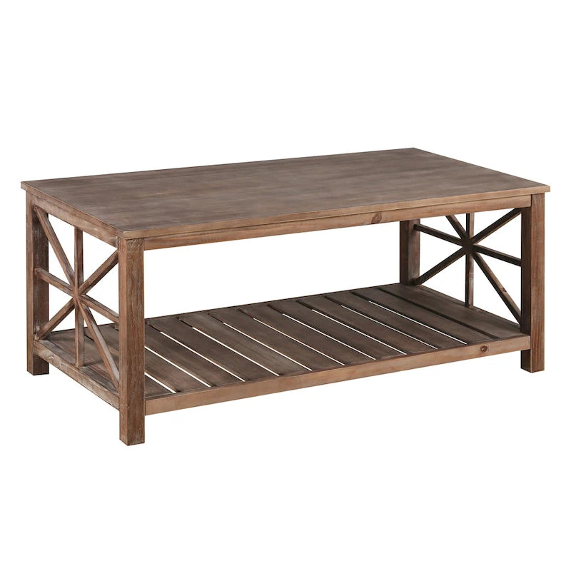 Tavolino da caffè rustico con struttura a X Antique Black / Antique Brown