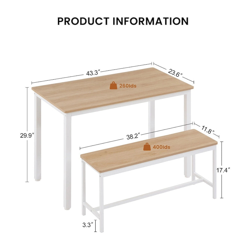 Set tavolo da pranzo industriale nero con 2 panche, 4 posti