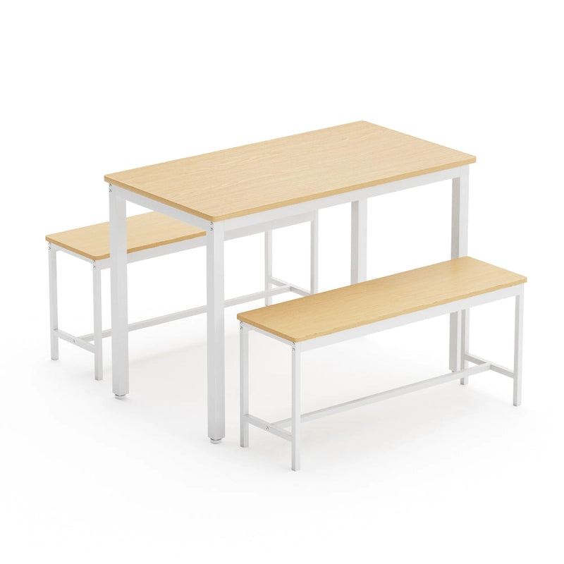 Set tavolo da pranzo industriale nero con 2 panche, 4 posti