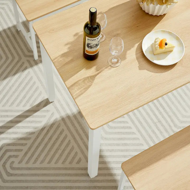 Set tavolo da pranzo industriale nero con 2 panche, 4 posti