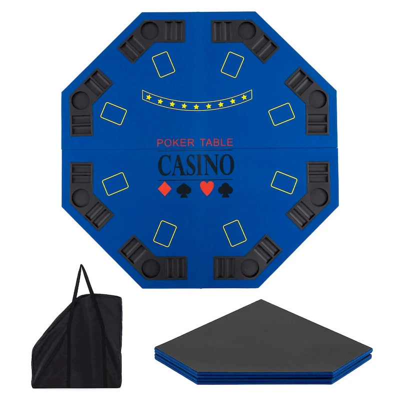 Piano del tavolo da poker pieghevole blu/verde, 8 giocatori