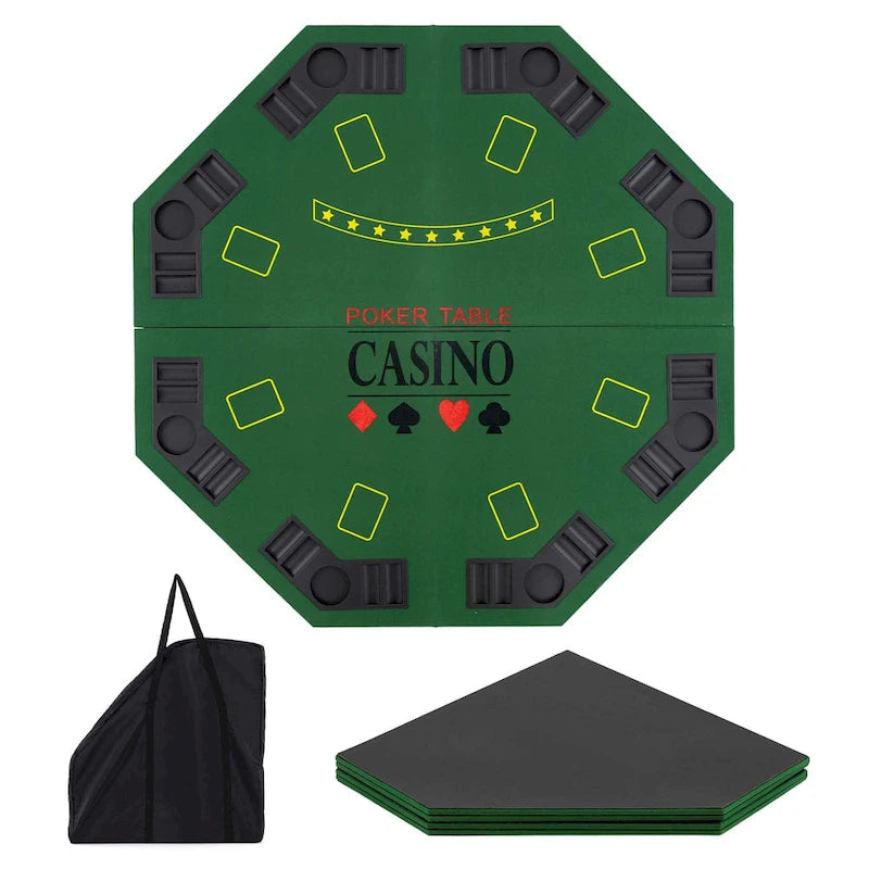 Piano del tavolo da poker pieghevole blu/verde, 8 giocatori