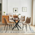 Set da pranzo di 5 pezzi in marrone beige, tavolo rotondo e 4 sedie a griglia, per 4-6 persone
