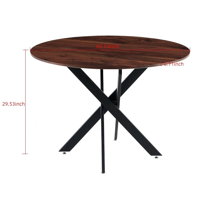 Set da pranzo di 5 pezzi in marrone beige, tavolo rotondo e 4 sedie a griglia, per 4-6 persone