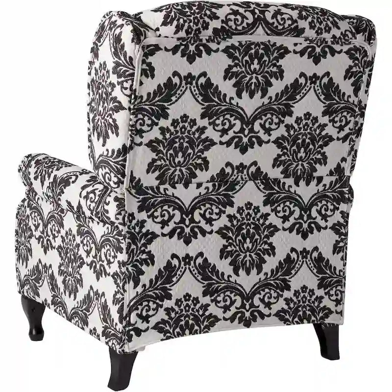 Poltrona reclinabile a spinta con schienale ad ala, floreale/beige/grigio, sedile singolo