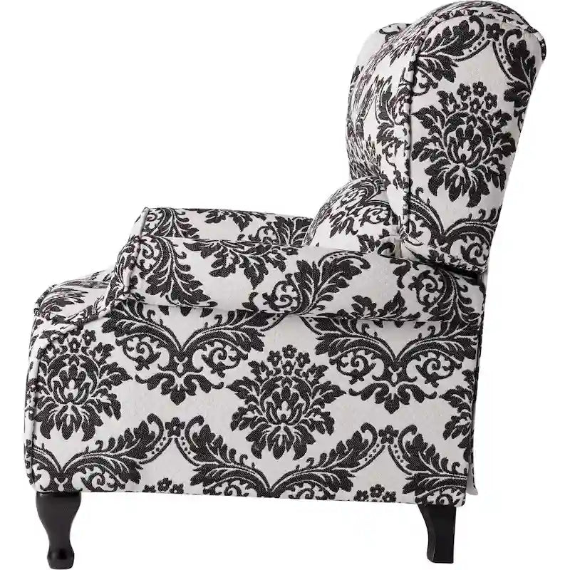 Poltrona reclinabile a spinta con schienale ad ala, floreale/beige/grigio, sedile singolo