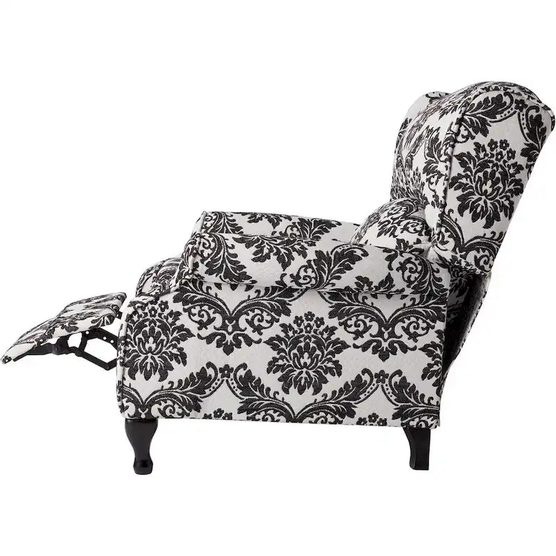 Poltrona reclinabile a spinta con schienale ad ala, floreale/beige/grigio, sedile singolo