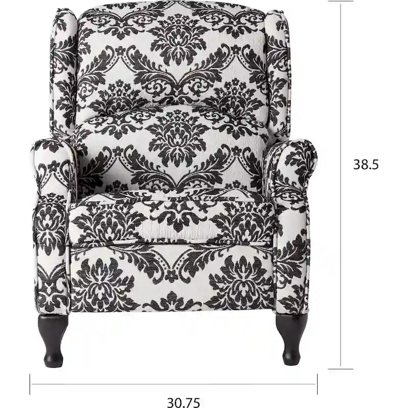Poltrona reclinabile a spinta con schienale ad ala, floreale/beige/grigio, sedile singolo