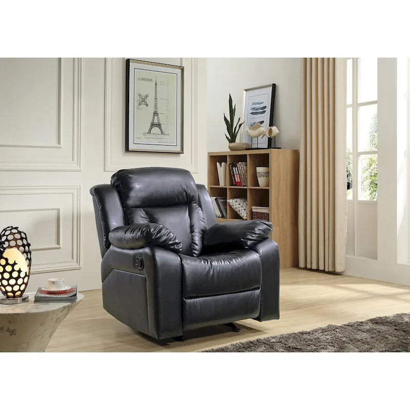 Poltrona reclinabile a dondolo in similpelle marrone scuro / grigio / nero / bianco / beige, a seduta singola