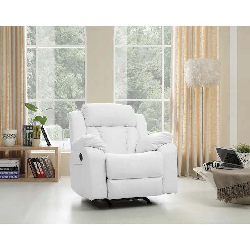 Poltrona reclinabile a dondolo in similpelle marrone scuro / grigio / nero / bianco / beige, a seduta singola
