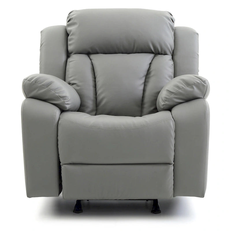 Poltrona reclinabile a dondolo in similpelle marrone scuro / grigio / nero / bianco / beige, a seduta singola
