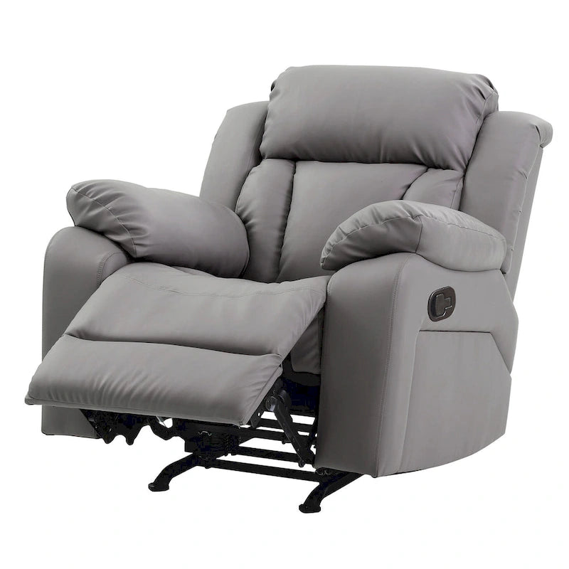 Poltrona reclinabile a dondolo in similpelle marrone scuro / grigio / nero / bianco / beige, a seduta singola