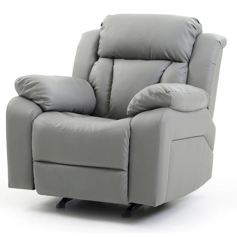 Poltrona reclinabile a dondolo in similpelle marrone scuro / grigio / nero / bianco / beige, a seduta singola