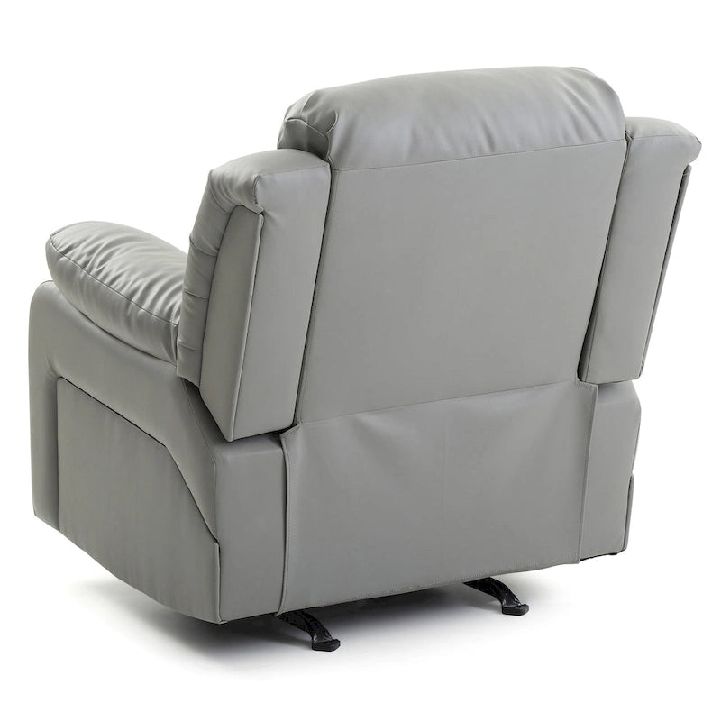 Poltrona reclinabile a dondolo in similpelle marrone scuro / grigio / nero / bianco / beige, a seduta singola