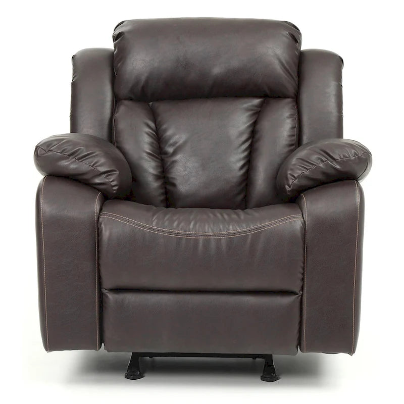 Poltrona reclinabile a dondolo in similpelle marrone scuro / grigio / nero / bianco / beige, a seduta singola