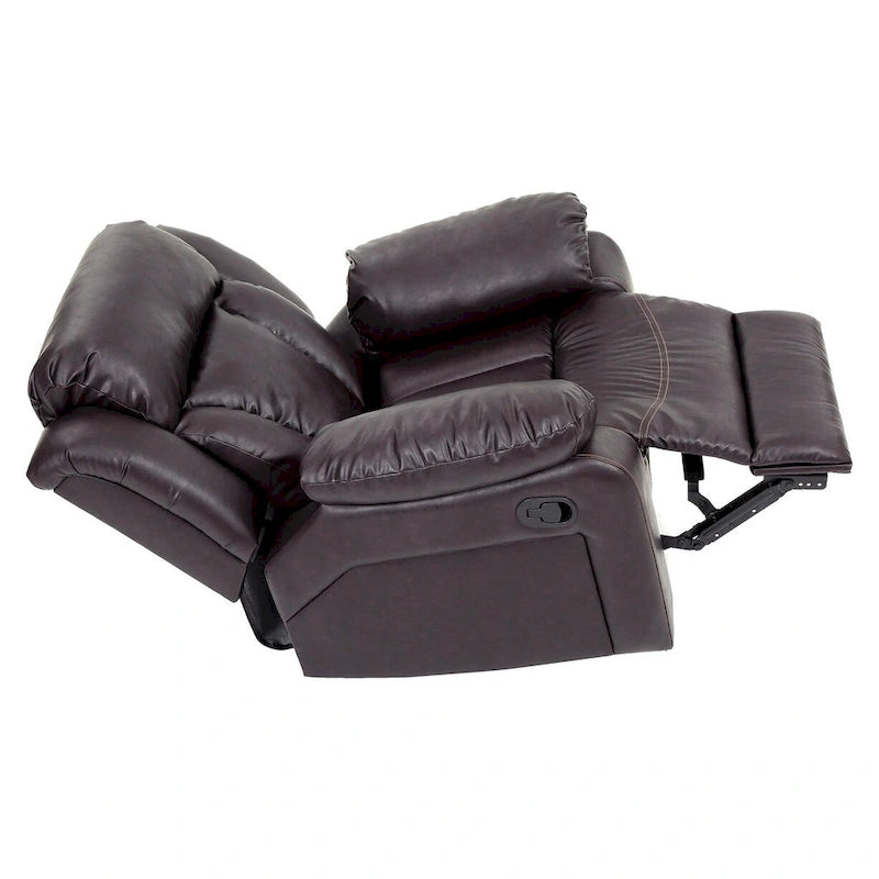 Poltrona reclinabile a dondolo in similpelle marrone scuro / grigio / nero / bianco / beige, a seduta singola