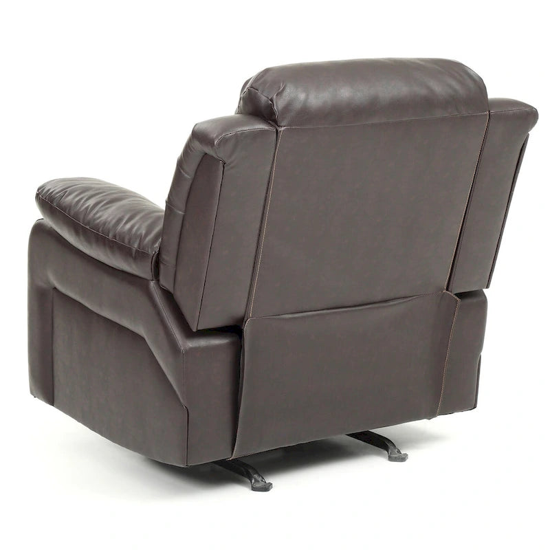Poltrona reclinabile a dondolo in similpelle marrone scuro / grigio / nero / bianco / beige, a seduta singola