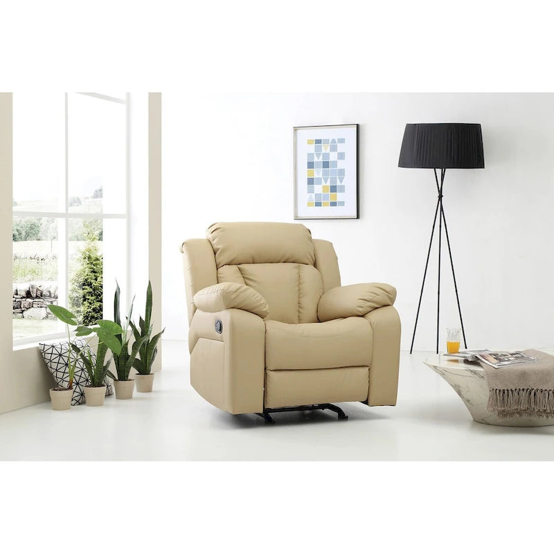 Poltrona reclinabile a dondolo in similpelle marrone scuro / grigio / nero / bianco / beige, a seduta singola