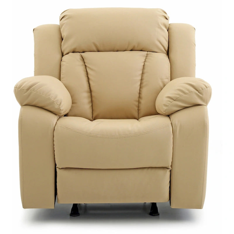 Poltrona reclinabile a dondolo in similpelle marrone scuro / grigio / nero / bianco / beige, a seduta singola