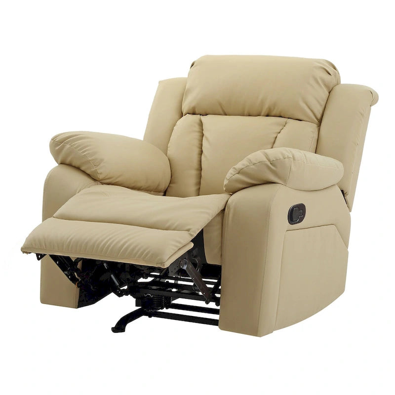 Poltrona reclinabile a dondolo in similpelle marrone scuro / grigio / nero / bianco / beige, a seduta singola