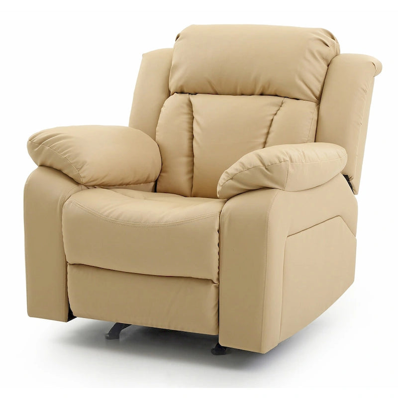 Poltrona reclinabile a dondolo in similpelle marrone scuro / grigio / nero / bianco / beige, a seduta singola
