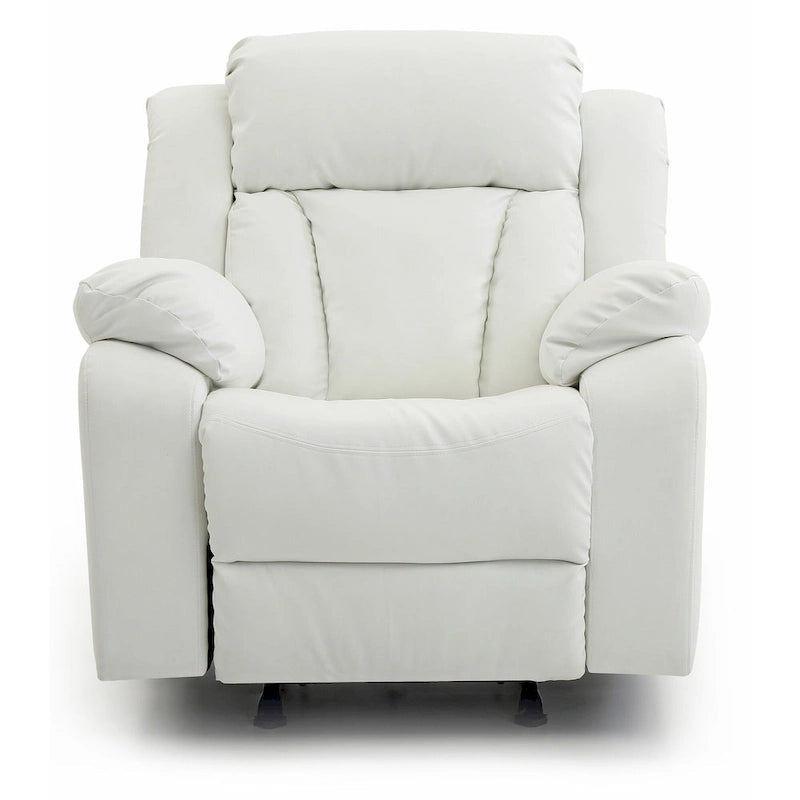 Poltrona reclinabile a dondolo in similpelle marrone scuro / grigio / nero / bianco / beige, a seduta singola