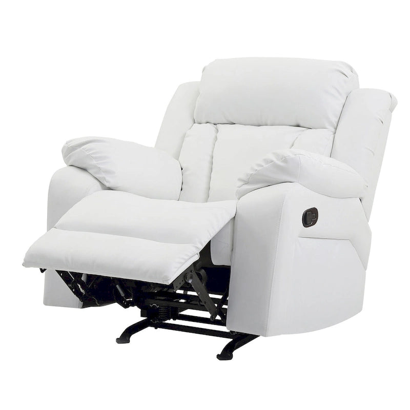 Poltrona reclinabile a dondolo in similpelle marrone scuro / grigio / nero / bianco / beige, a seduta singola