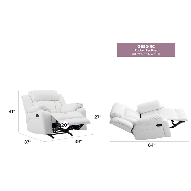 Poltrona reclinabile a dondolo in similpelle marrone scuro / grigio / nero / bianco / beige, a seduta singola