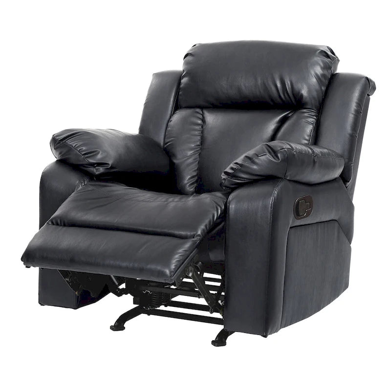 Poltrona reclinabile a dondolo in similpelle marrone scuro / grigio / nero / bianco / beige, a seduta singola