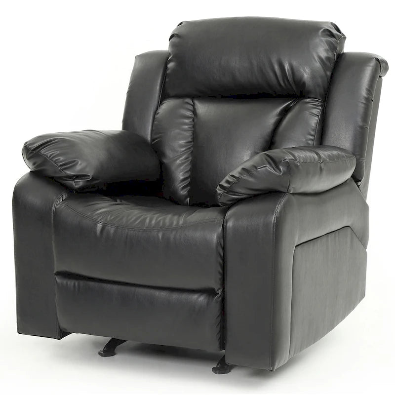 Poltrona reclinabile a dondolo in similpelle marrone scuro / grigio / nero / bianco / beige, a seduta singola