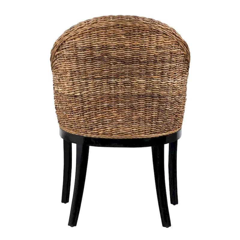Sedia Laterale in Rattan Marrone Multitono con Cuscino, Seduta Singola, Bassa