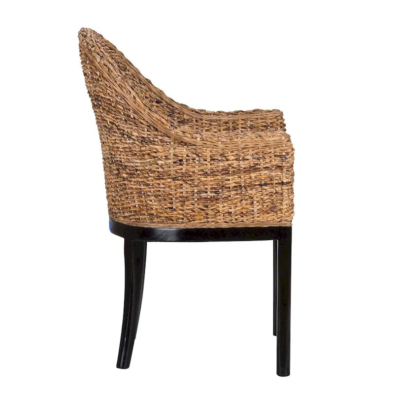 Sedia Laterale in Rattan Marrone Multitono con Cuscino, Seduta Singola, Bassa