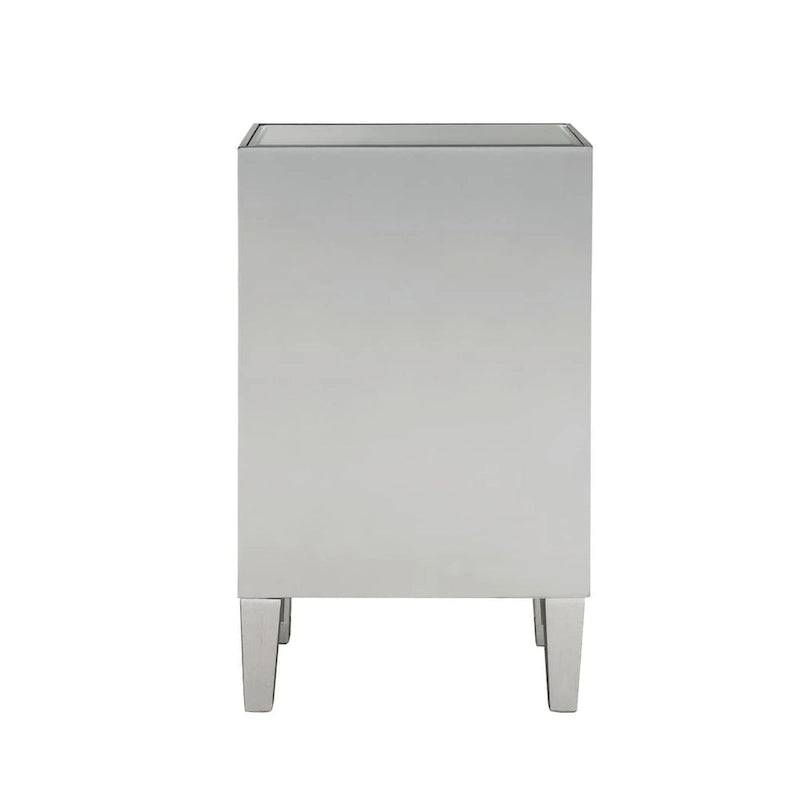 Comodino a 1 cassetto a specchio argento/oro/bianco, largo 45,7 cm